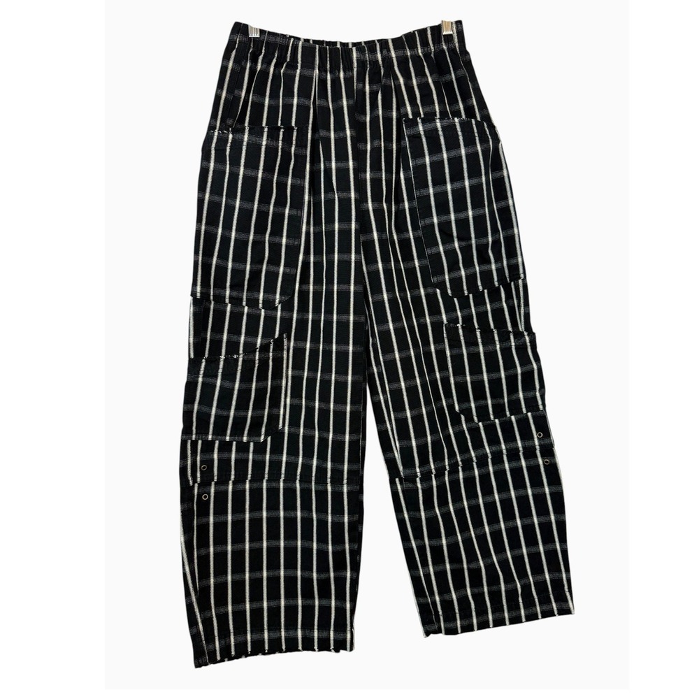 BDG Urban Outfitters Women's M Black White Plaid Wide Leg Cargo Utility Pants